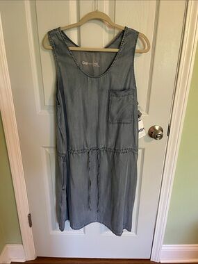 GAP Sleeveless Chambray Midi Dress in Light Blue